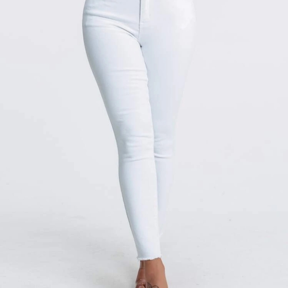 White mid rise skinny jeans